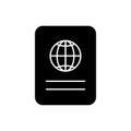 Passport black silhouette icon. Personal document symbol.